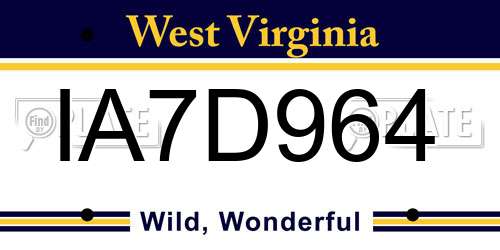 IA7D964 West Virginia License Plate
