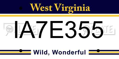 IA7E355 West Virginia License Plate
