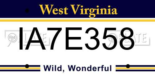 IA7E358 West Virginia License Plate