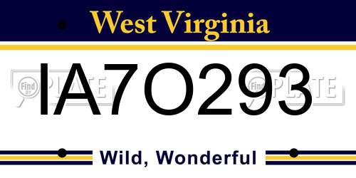 IA7O293 West Virginia License Plate