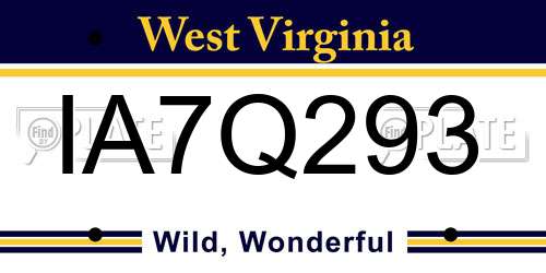IA7Q293 West Virginia License Plate