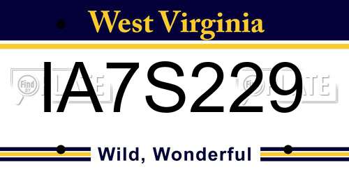 IA7S229 West Virginia License Plate