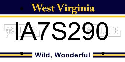IA7S290 West Virginia License Plate