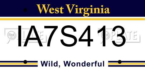 IA7S413 West Virginia License Plate
