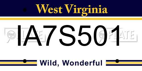 IA7S501 West Virginia License Plate