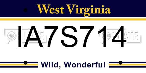 IA7S714 West Virginia License Plate