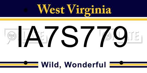 IA7S779 West Virginia License Plate