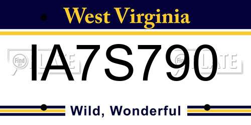 IA7S790 West Virginia License Plate