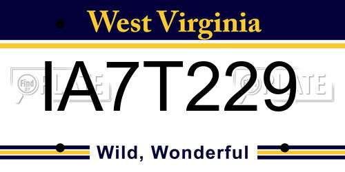 IA7T229 West Virginia License Plate