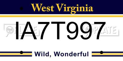 IA7T997 West Virginia License Plate