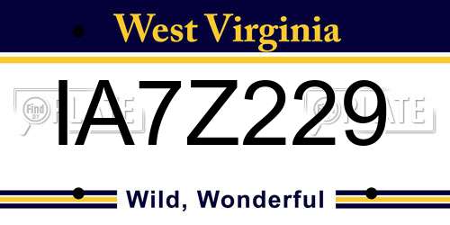 IA7Z229 West Virginia License Plate
