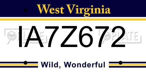 IA7Z672 West Virginia License Plate
