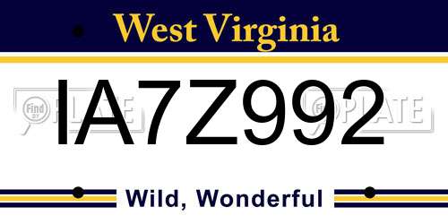 IA7Z992 West Virginia License Plate