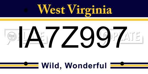 IA7Z997 West Virginia License Plate