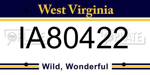 IA80422 West Virginia License Plate