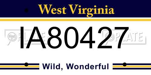 IA80427 West Virginia License Plate