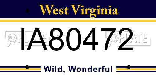 IA80472 West Virginia License Plate