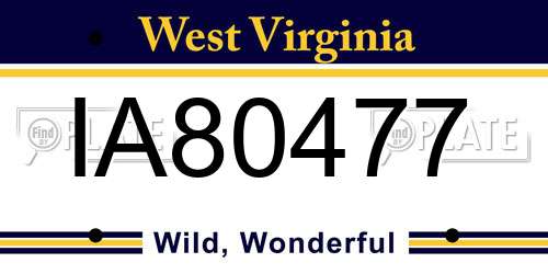 IA80477 West Virginia License Plate