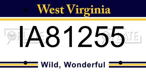 IA81255 West Virginia License Plate