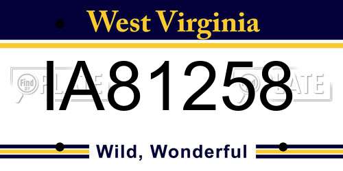 IA81258 West Virginia License Plate