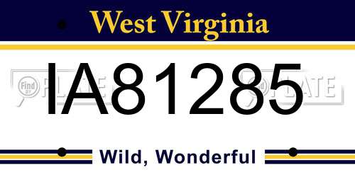 IA81285 West Virginia License Plate