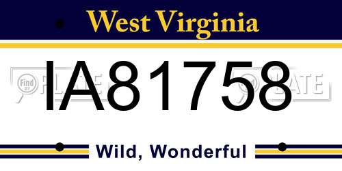 IA81758 West Virginia License Plate