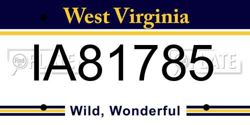 IA81785 West Virginia License Plate