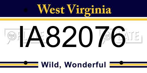 IA82076 West Virginia License Plate