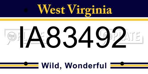 IA83492 West Virginia License Plate