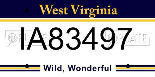 IA83497 West Virginia License Plate