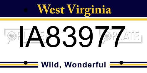 IA83977 West Virginia License Plate