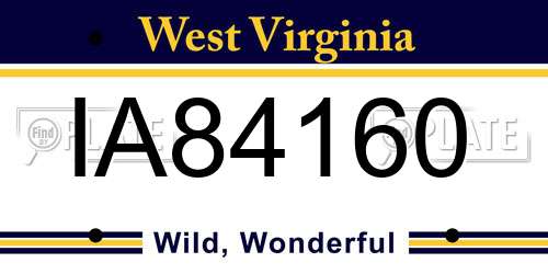 IA84160 West Virginia License Plate