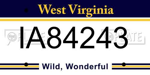 IA84243 West Virginia License Plate