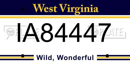 IA84447 West Virginia License Plate