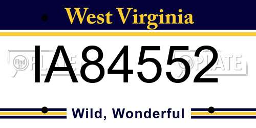 IA84552 West Virginia License Plate