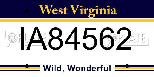 IA84562 West Virginia License Plate