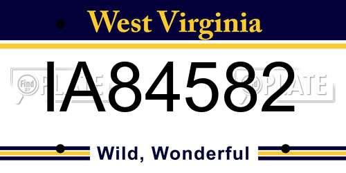 IA84582 West Virginia License Plate