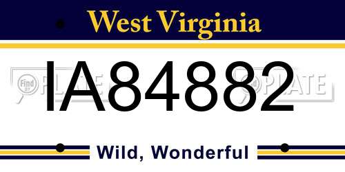 IA84882 West Virginia License Plate