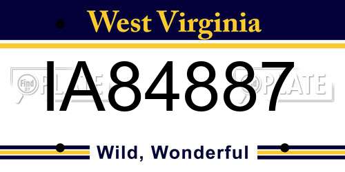 IA84887 West Virginia License Plate