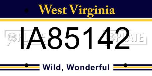 IA85142 West Virginia License Plate