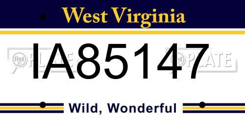 IA85147 West Virginia License Plate
