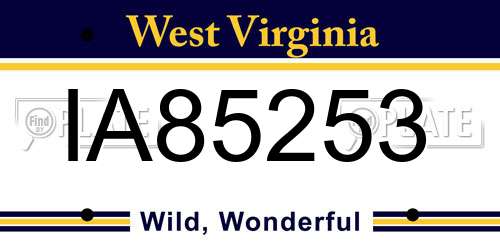 IA85253 West Virginia License Plate
