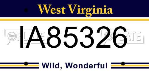 IA85326 West Virginia License Plate