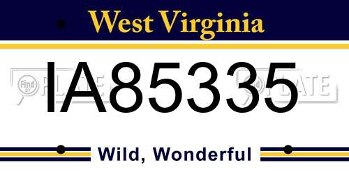 IA85335 West Virginia License Plate