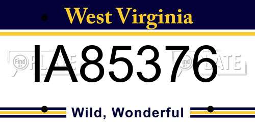 IA85376 West Virginia License Plate