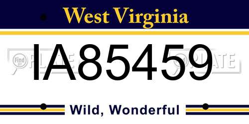 IA85459 West Virginia License Plate