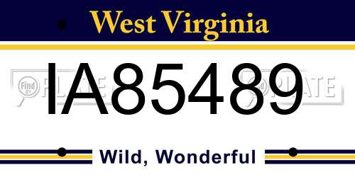 IA85489 West Virginia License Plate