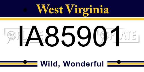 IA85901 West Virginia License Plate