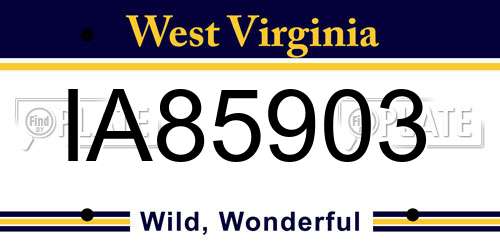 IA85903 West Virginia License Plate