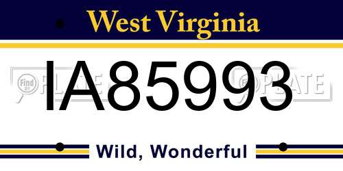 IA85993 West Virginia License Plate